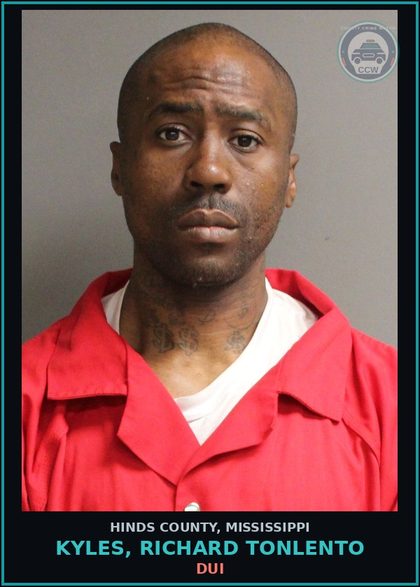 CCW arrest card for Kyles, Richard Tonlento in Hinds County: DUI