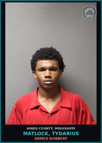 CCW arrest card for Matlock, Tydarius in Hinds County: ARMED ROBBERY