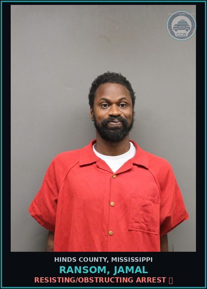 CCW arrest card for Ransom, Jamal in Hinds County: Cont. Subst.: Sale/Distribute/