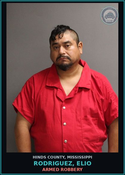CCW arrest card for Rodriguez, Elio in Hinds County: ARMED ROBBERY