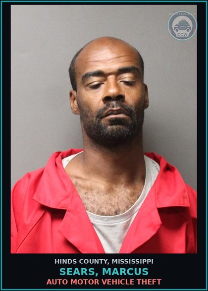 CCW arrest card for Sears, Marcus in Hinds County: AUTO MOTOR VEHICLE THEFT