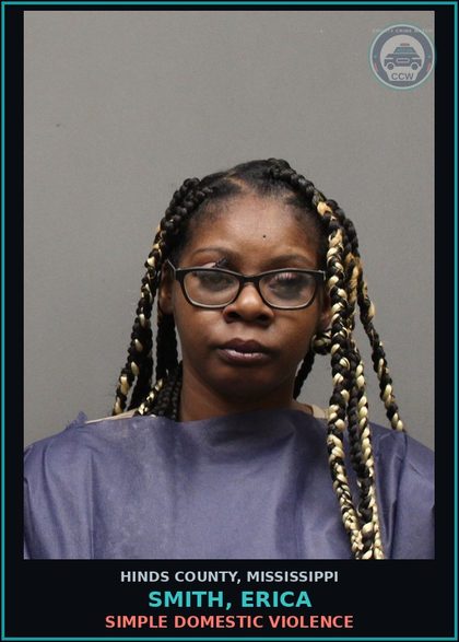 CCW arrest card for Smith, Erica in Hinds County: SIMPLE DOMESTIC VIOLENCE