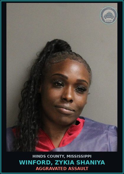 CCW arrest card for Winford, Zykia Shaniya in Hinds County: AGGRAVATED ASSAULT