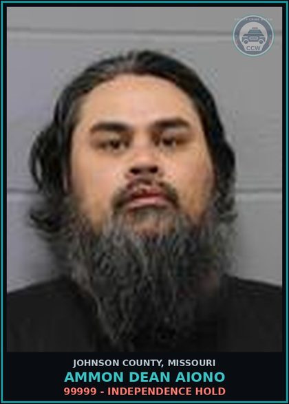 CCW arrest card for Ammon Dean Aiono in Johnson County: 99999 - INDEPENDENCE HOLD