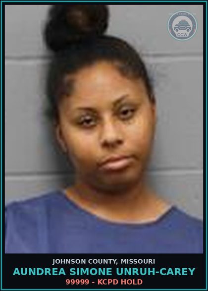 CCW arrest card for Aundrea Simone Unruh-Carey in Johnson County: 99999 - KCPD HOLD