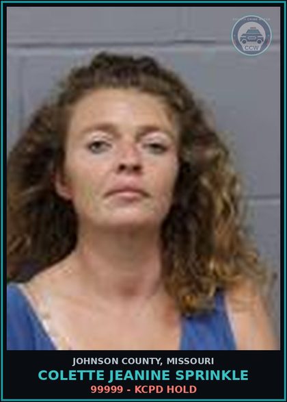 CCW arrest card for Colette Jeanine Sprinkle in Johnson County: 99999 - KCPD HOLD