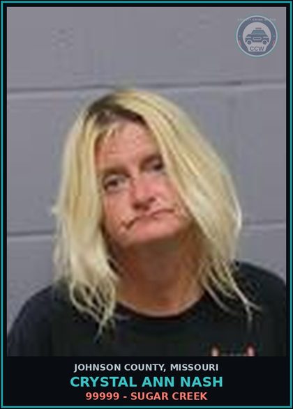 CCW arrest card for Crystal Ann Nash in Johnson County: 99999 - SUGAR CREEK