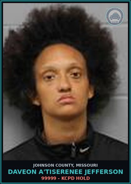 CCW arrest card for Daveon A'Tiserenee Jefferson in Johnson County: 99999 - KCPD HOLD