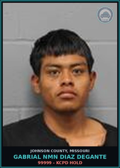 CCW arrest card for Gabrial Nmn Diaz Degante in Johnson County: 99999 - KCPD HOLD