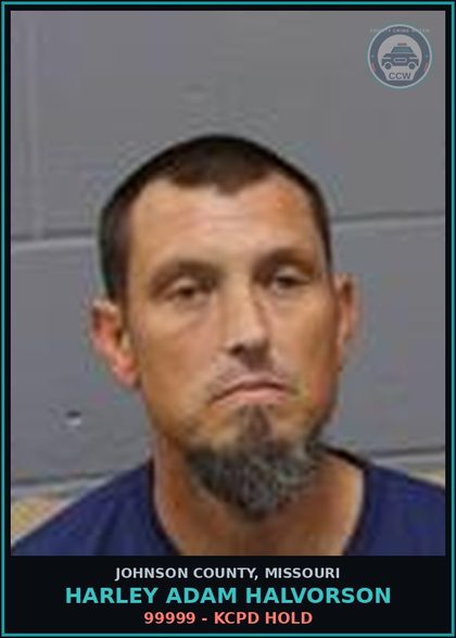 CCW arrest card for Harley Adam Halvorson in Johnson County: 99999 - KCPD HOLD