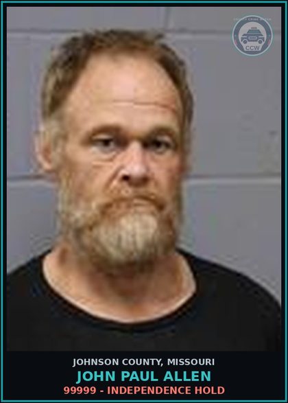 CCW arrest card for John Paul Allen in Johnson County: 99999 - INDEPENDENCE HOLD