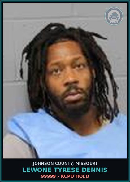 CCW arrest card for Lewone Tyrese Dennis in Johnson County: 99999 - KCPD HOLD