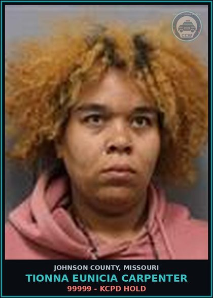 CCW arrest card for Tionna Eunicia Carpenter in Johnson County: 99999 - KCPD HOLD
