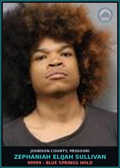CCW arrest card for Zephaniah Elijah Sullivan in Johnson County: 99999 - BLUE SPRINGS HOLD