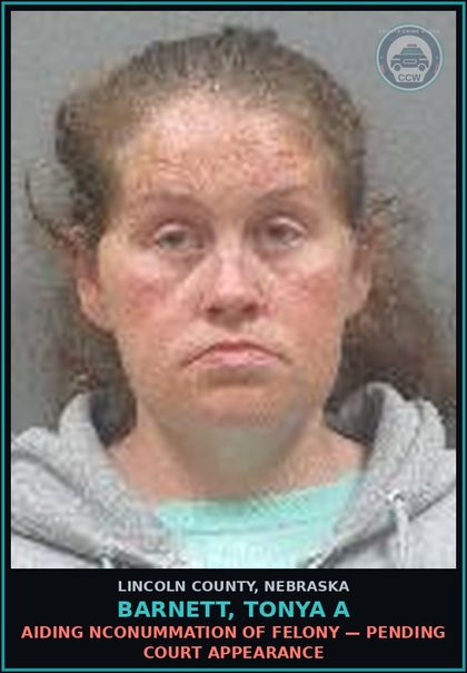 CCW arrest card for Barnett, Tonya A in Lincoln County: AIDING NCONUMMATION OF FELONY — Pending Court Appearance
