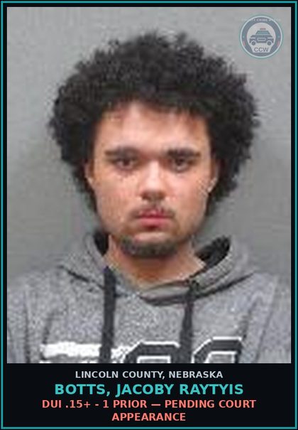 CCW arrest card for Botts, Jacoby Raytyis in Lincoln County: DUI .15+ - 1 PRIOR — Pending Court Appearance