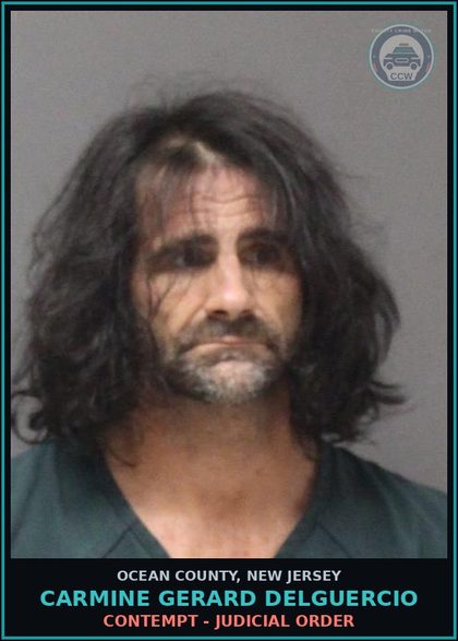 CCW arrest card for CARMINE GERARD DELGUERCIO in Ocean County: CONTEMPT - JUDICIAL ORDER