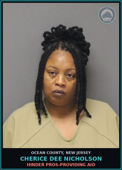 CCW arrest card for CHERICE DEE NICHOLSON in Ocean County: HINDER PROS-PROVIDING AID