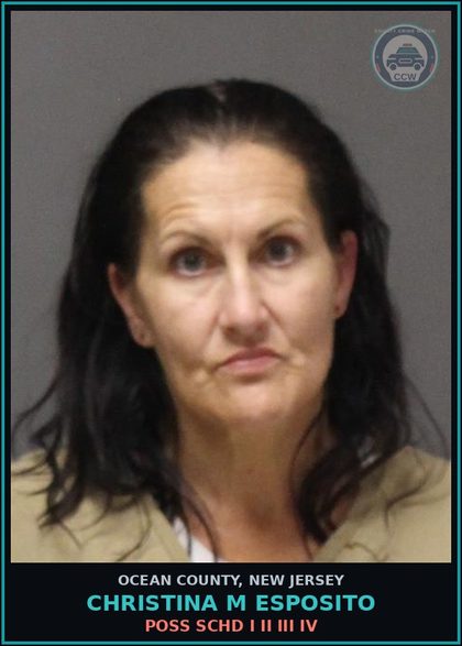 CCW arrest card for CHRISTINA M ESPOSITO in Ocean County: USE PARAPHERNALIA? DP