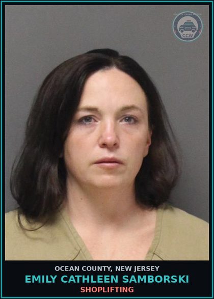 CCW arrest card for EMILY CATHLEEN SAMBORSKI in Ocean County: SHOPLIFTING