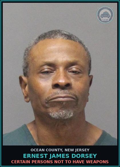 CCW arrest card for ERNEST JAMES DORSEY in Ocean County: USE PARAPHERNALIA? DP