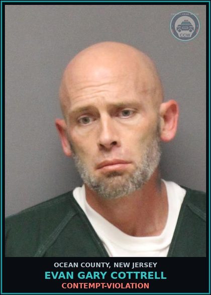 CCW arrest card for EVAN GARY COTTRELL in Ocean County: CONTEMPT-VIOLATION