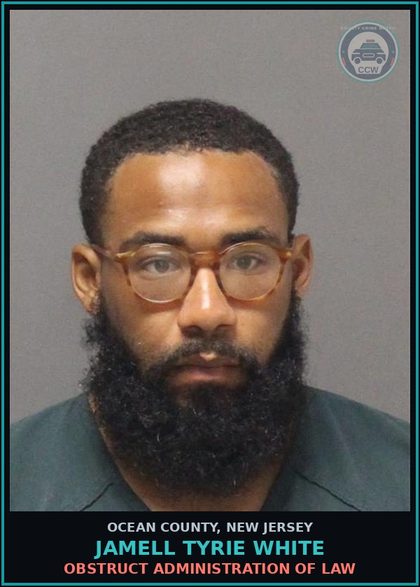 CCW arrest card for JAMELL TYRIE WHITE in Ocean County: OFFENSIVE TOUCHING