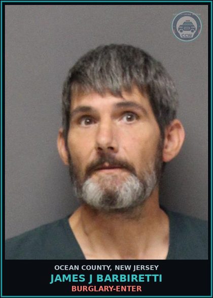 CCW arrest card for JAMES J BARBIRETTI in Ocean County: THEFT BY UNLAW TAKING-MOVE