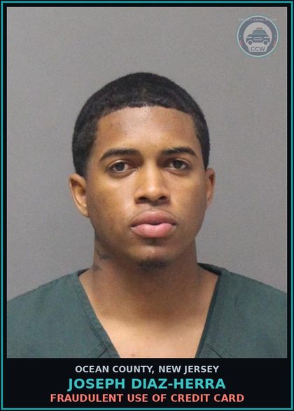 CCW arrest card for JOSEPH DIAZ-HERRA in Ocean County: KNOWINGLY EXHIBIT DOC-FALSELY PURPORTS TO BE ID