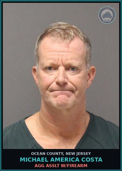 CCW arrest card for MICHAEL AMERICA COSTA in Ocean County: TERRORISTIC THREAT