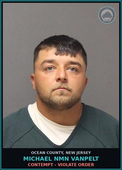 CCW arrest card for MICHAEL NMN VANPELT in Ocean County: CONTEMPT - VIOLATE ORDER