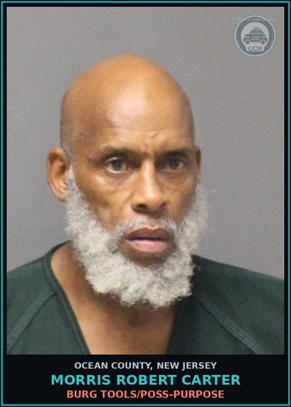 CCW arrest card for MORRIS ROBERT CARTER in Ocean County: BURG TOOLS/POSS-PURPOSE