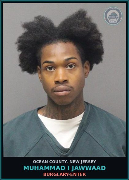 CCW arrest card for MUHAMMAD I JAWWAAD in Ocean County: UNLAW TAKING MEANS CONVEYANCE