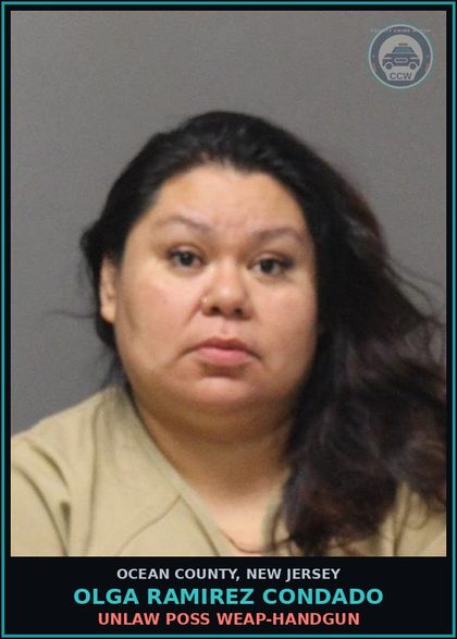 CCW arrest card for OLGA RAMIREZ CONDADO in Ocean County: UNLAW POSS WEAP-HANDGUN