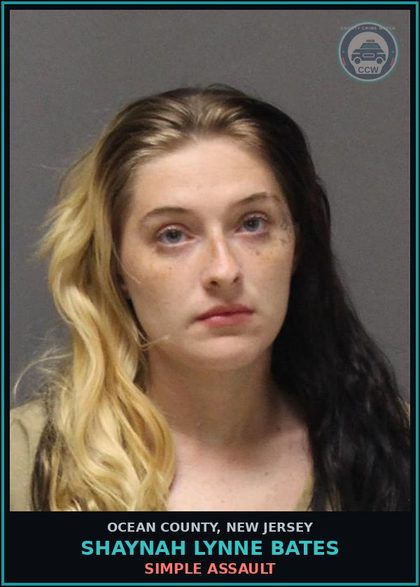 CCW arrest card for SHAYNAH LYNNE BATES in Ocean County: SIMPLE ASSAULT