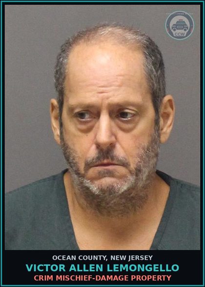 CCW arrest card for VICTOR ALLEN LEMONGELLO in Ocean County: CRIM MISCHIEF-DAMAGE PROPERTY