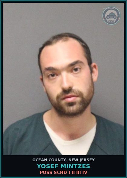 CCW arrest card for YOSEF MINTZES in Ocean County: POSS SCHD I II III IV