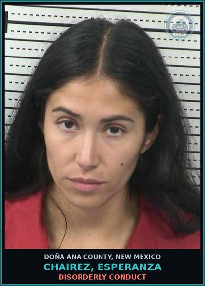 CCW arrest card for Chairez, Esperanza in Doña Ana County: Disorderly Conduct