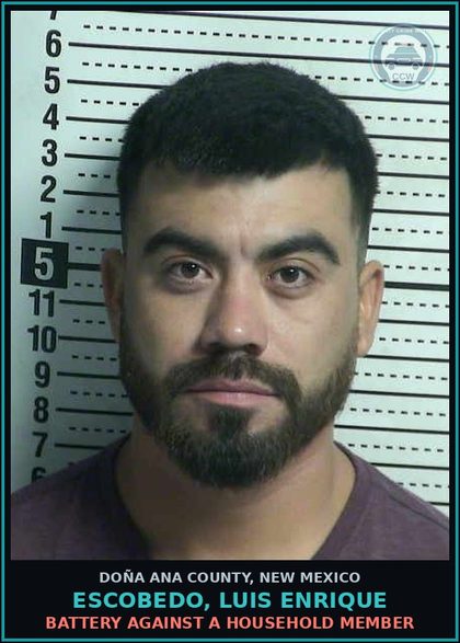 CCW arrest card for Escobedo, Luis Enrique in Doña Ana County: Battery Against A Household Member