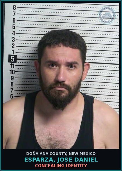 CCW arrest card for Esparza, Jose Daniel in Doña Ana County: CONCEALING IDENTITY