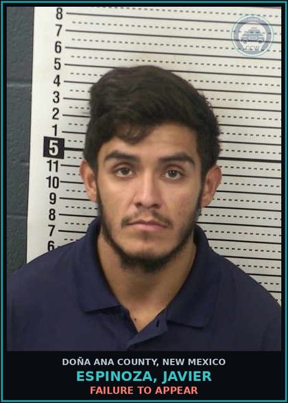 CCW arrest card for Espinoza, Javier in Doña Ana County: Failure to Appear