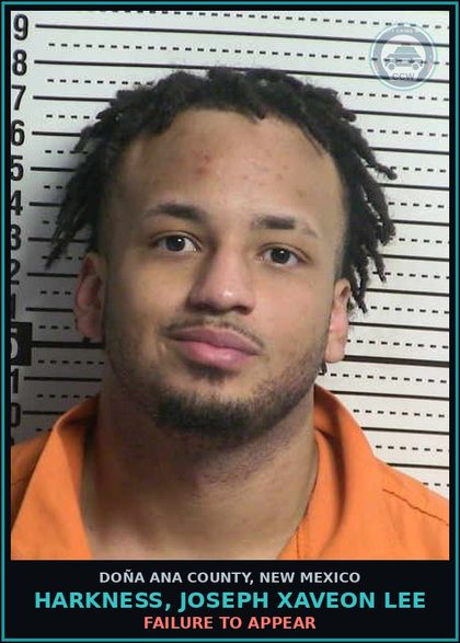CCW arrest card for Harkness, Joseph Xaveon Lee in Doña Ana County, New Mexico: Failure to Appear