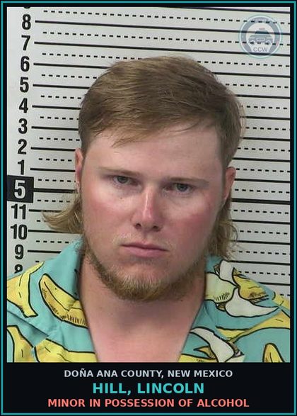 CCW arrest card for Hill, Lincoln in Doña Ana County: D.W.I. Liquor or Drugs