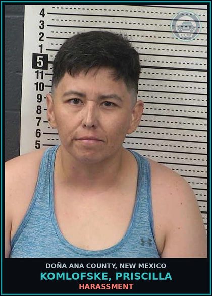 CCW arrest card for Komlofske, Priscilla in Doña Ana County: Harassment