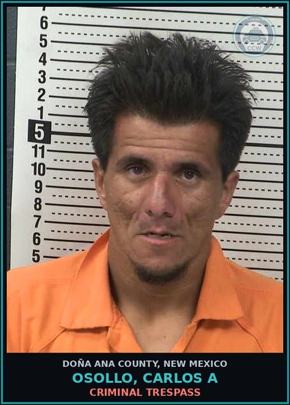 CCW arrest card for Osollo, Carlos A in Doña Ana County: Criminal Trespass