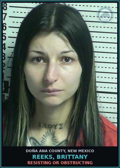 CCW arrest card for Reeks, Brittany in Doña Ana County: Resisting or Obstructing