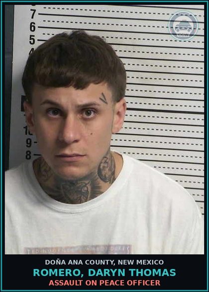 CCW arrest card for Romero, Daryn Thomas in Doña Ana County: Assault On Peace Officer