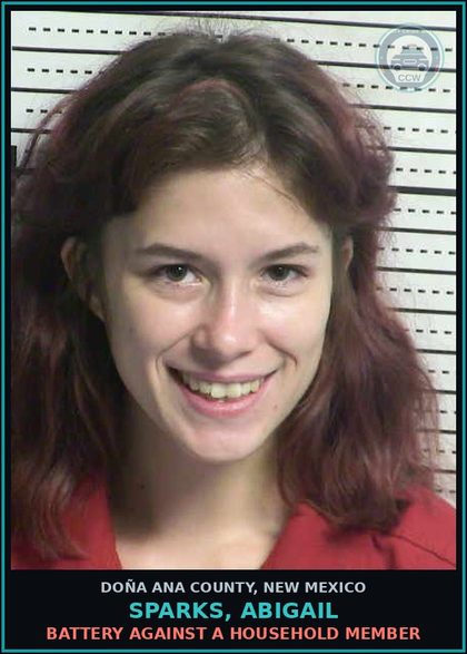 CCW arrest card for Sparks, Abigail in Doña Ana County: Battery Against A Household Member