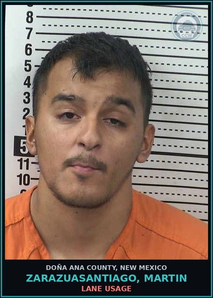 CCW arrest card for Zarazuasantiago, Martin in Doña Ana County: Lane Usage