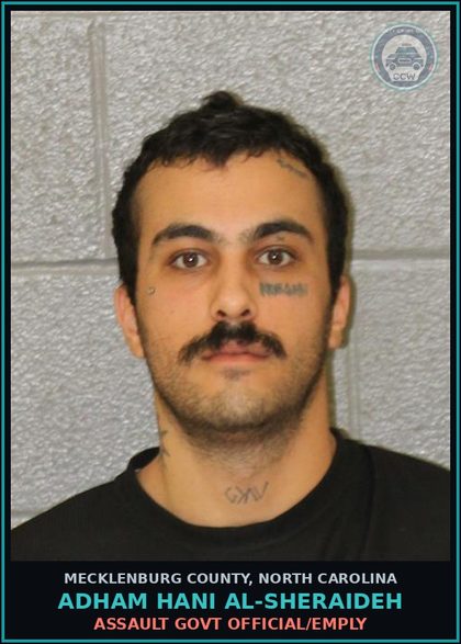 CCW arrest card for ADHAM HANI AL-SHERAIDEH in Mecklenburg County: FLEE/ELUDE ARREST W/MV (F)